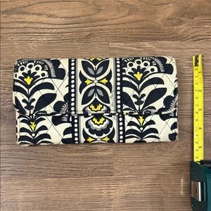 Vera Bradley Fanfare Black and Yellow Floral Clutch wallet large